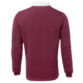 Burgundy - Back - Front Row Mens Premium Long Sleeve Rugby Shirt-Top