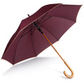 Burgundy- Beige - Front - Kimood Unisex Automatic Open Wooden Handle Walking Umbrella