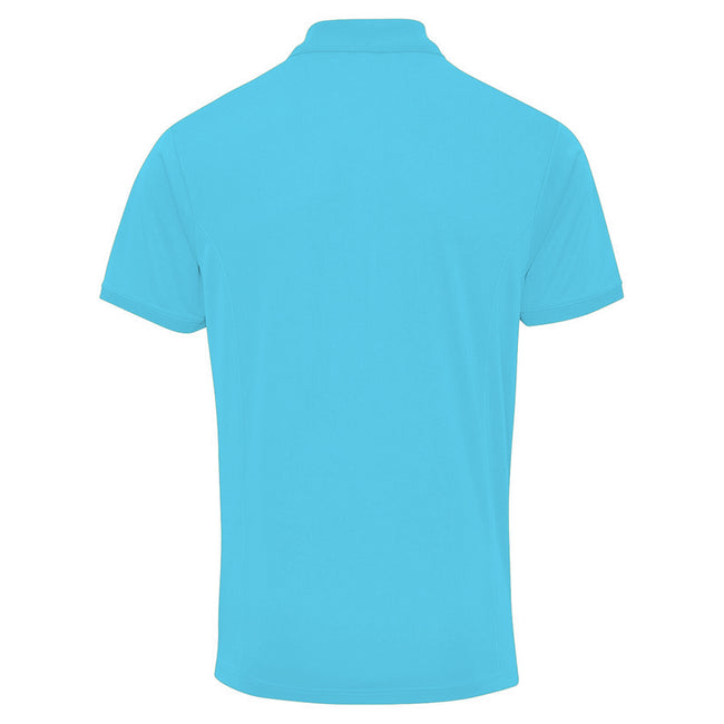 Turquoise - Back - Premier Mens Coolchecker Pique Short Sleeve Polo T-Shirt