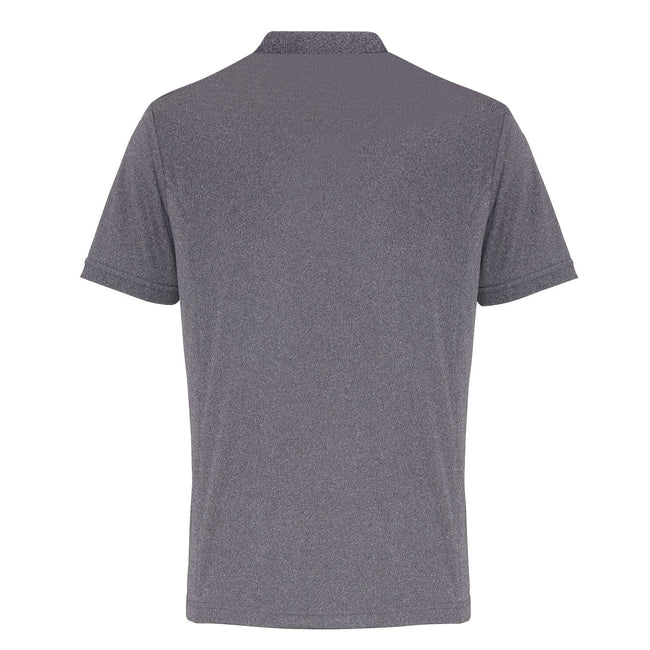 Grey Melange - Back - Premier Mens Coolchecker Pique Short Sleeve Polo T-Shirt