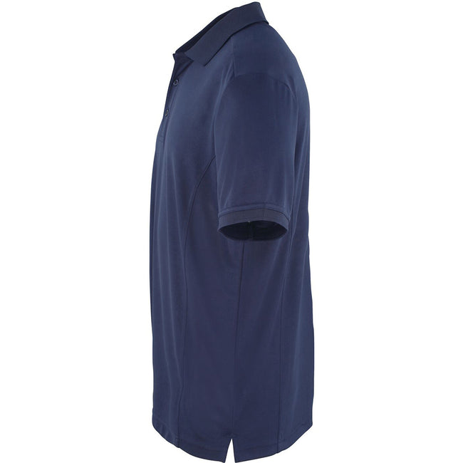 Navy - Side - Premier Mens Coolchecker Pique Short Sleeve Polo T-Shirt