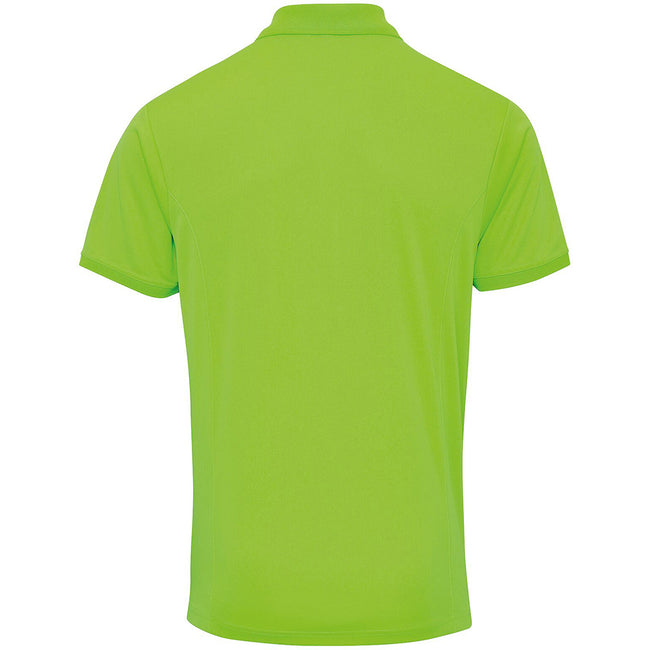 Neon Green - Back - Premier Mens Coolchecker Pique Short Sleeve Polo T-Shirt