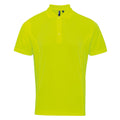 Neon Yellow - Front - Premier Mens Coolchecker Pique Short Sleeve Polo T-Shirt