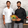 Black - Pack Shot - Premier Studded Front Long Sleeve Chefs Jacket - Chefswear
