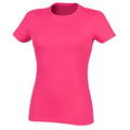 Fuchsia - Back - Skinni Fit Womens-Ladies Feel Good Stretch Short Sleeve T-Shirt