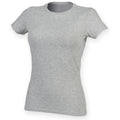 Heather Grey - Side - Skinni Fit Womens-Ladies Feel Good Stretch Short Sleeve T-Shirt