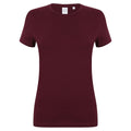 Burgundy - Front - Skinni Fit Womens-Ladies Feel Good Stretch Short Sleeve T-Shirt