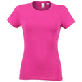 Heather Pink - Front - Skinni Fit Womens-Ladies Feel Good Stretch Short Sleeve T-Shirt