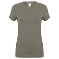Khaki - Front - Skinni Fit Womens-Ladies Feel Good Stretch Short Sleeve T-Shirt