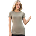 Khaki - Back - Skinni Fit Womens-Ladies Feel Good Stretch Short Sleeve T-Shirt