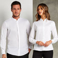 White - Lifestyle - Kustom Kit Womens-Ladies Mandarin Collar Fitted Long Sleeve Shirt