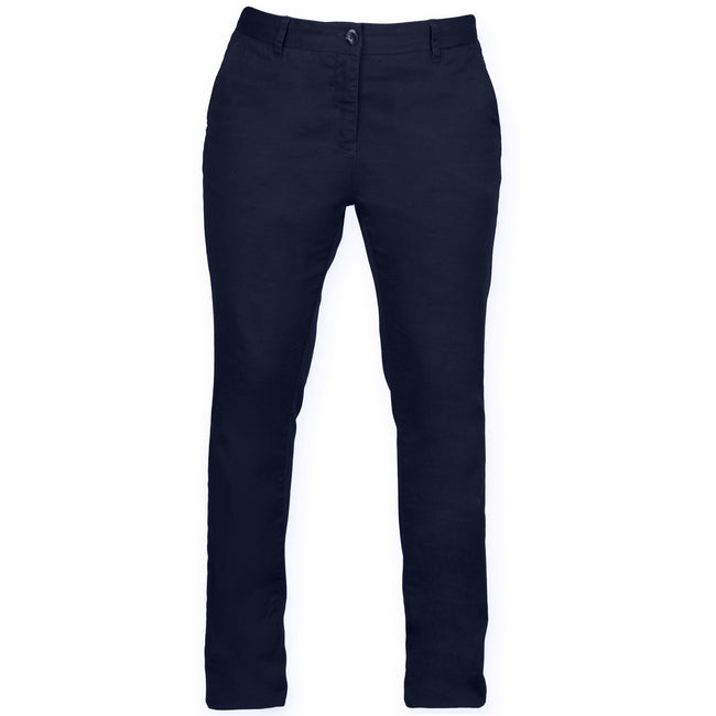 Navy - Front - Front Row Womens-Ladies Cotton Rich Stretch Chino Trousers