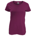 Burgundy - Front - Fruit Of The Loom Womens-Ladies Short Sleeve Lady-Fit Original T-Shirt