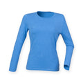 Heather Blue - Front - Skinni Fit Womens-Ladies Feel Good Stretch Long Sleeve T-Shirt