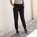 Black - Side - Skinnifit Womens-Ladies Slim Cuffed Jogging Bottoms-Trousers