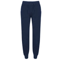 Navy - Front - Skinnifit Womens-Ladies Slim Cuffed Jogging Bottoms-Trousers
