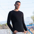 Black - Back - Skinnifit Mens Feel Good Long Sleeved Stretch T-Shirt