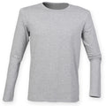 Heather Grey - Front - Skinnifit Mens Feel Good Long Sleeved Stretch T-Shirt