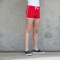 Red - White - Back - Skinni Minni Childrens-Kids Retro Sports Shorts