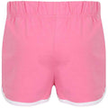 Bright Pink- White - Back - Skinni Minni Childrens-Kids Retro Sports Shorts