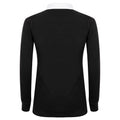 Black-White - Back - Front Row Womens-Ladies Long Sleeve Plain Sports Rugby Polo Shirt