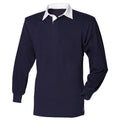 Navy - Front - Front Row Kids Unisex Long Sleeve Plain Rugby Sports Polo Shirt