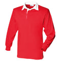 Red - Front - Front Row Kids Unisex Long Sleeve Plain Rugby Sports Polo Shirt