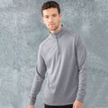 Grey Marl - Back - Henbury Mens Quarter Zip Long Sleeve Top