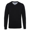 Black - Front - Asquith & Fox Mens Cotton Rich V-Neck Sweater