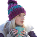Winter Berries - Back - Beechfield Unisex Adults Corkscrew Knitted Pom Pom Beanie Hat