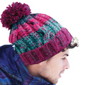 Winter Berries - Side - Beechfield Unisex Adults Corkscrew Knitted Pom Pom Beanie Hat