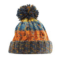 Retro Blue - Side - Beechfield Unisex Adults Corkscrew Knitted Pom Pom Beanie Hat