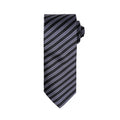 Black-Dark Grey - Front - Premier Mens Double Stripe Pattern Formal Business Tie