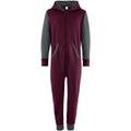 Burgundy-Charcoal - Front - Comfy Co Childrens-Kids Two Tone Contrast All-In-One Onesie