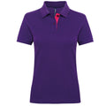 Purple- Pink - Front - Asquith & Fox Womens-Ladies Short Sleeve Contrast Polo Shirt