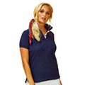 Navy- White - Back - Asquith & Fox Womens-Ladies Short Sleeve Contrast Polo Shirt
