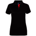 Black- Red - Front - Asquith & Fox Womens-Ladies Short Sleeve Contrast Polo Shirt