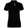 Black- Lime - Front - Asquith & Fox Womens-Ladies Short Sleeve Contrast Polo Shirt