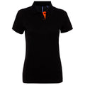 Black- Orange - Front - Asquith & Fox Womens-Ladies Short Sleeve Contrast Polo Shirt