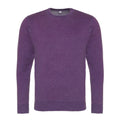 Washed Purple - Front - AWDis Hoods Mens Long Sleeve Washed Look Sweatshirt