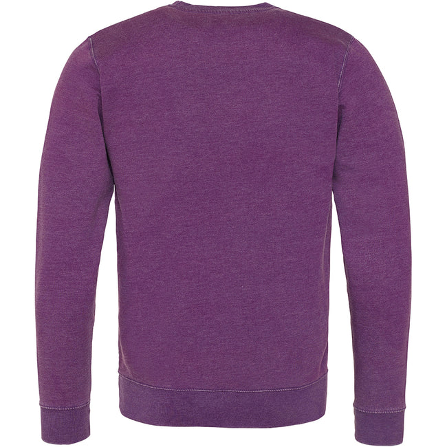 Washed Purple - Back - AWDis Hoods Mens Long Sleeve Washed Look Sweatshirt