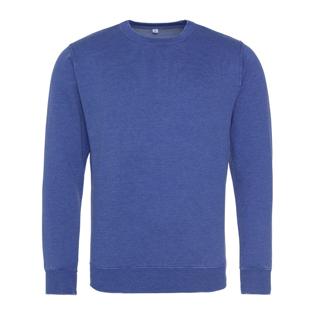 Washed Royal Blue - Front - AWDis Hoods Mens Long Sleeve Washed Look Sweatshirt