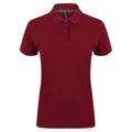 Burgundy - Front - Henbury Womens-Ladies Micro-Fine Short Sleeve Polo Shirt