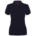Navy - Front - Henbury Womens-Ladies Micro-Fine Short Sleeve Polo Shirt
