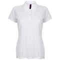 White - Front - Henbury Womens-Ladies Micro-Fine Short Sleeve Polo Shirt