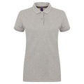 Heather Grey - Front - Henbury Womens-Ladies Micro-Fine Short Sleeve Polo Shirt