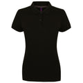 Black - Front - Henbury Womens-Ladies Micro-Fine Short Sleeve Polo Shirt