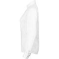 White - Side - Henbury Womens-Ladies Modern Long Sleeve Oxford Shirt