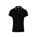 Black-White - Front - Premier Womens-Ladies Contrast Coolchecker Polo Shirt