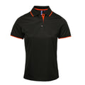 Black-Orange - Front - Premier Womens-Ladies Contrast Coolchecker Polo Shirt